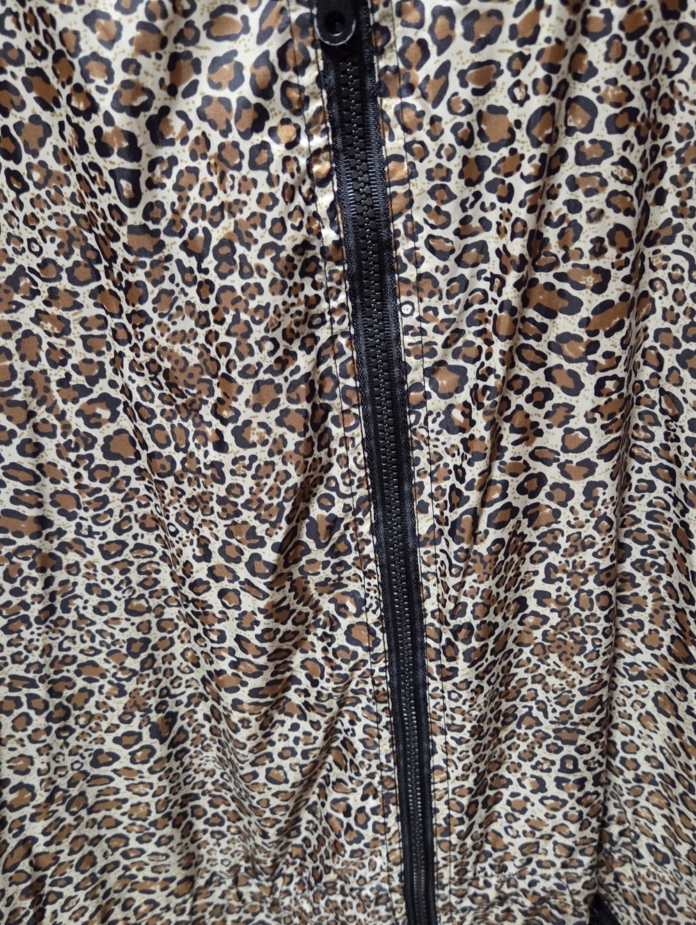 ShedRain Leopard Print Nylon Packable Hooded Rain Lightweight Jacket Size L/XL - Picture 3 of 4